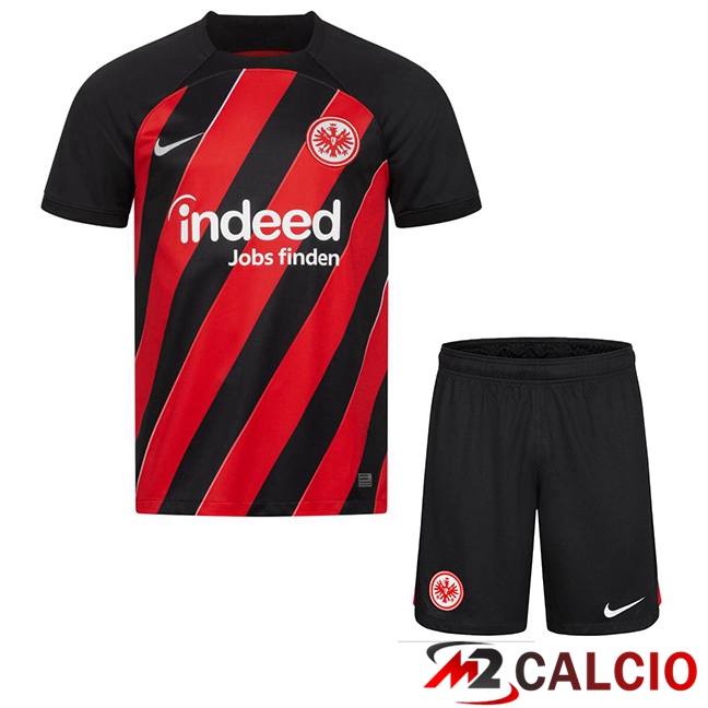 Maglie Calcio Eintracht Frankfurt Bambino Prima Nero Rosso 2023/2024