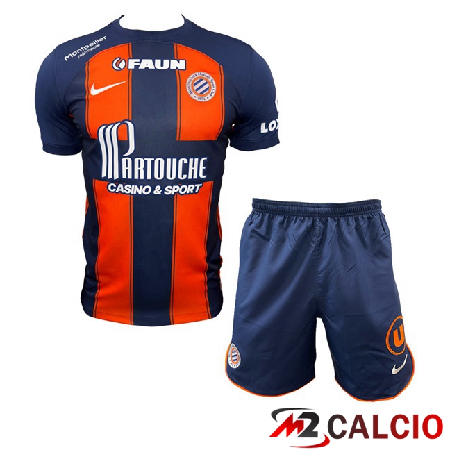Maglie Calcio Montpellier HSC Bambino Prima Blu Arancia 2023/2024