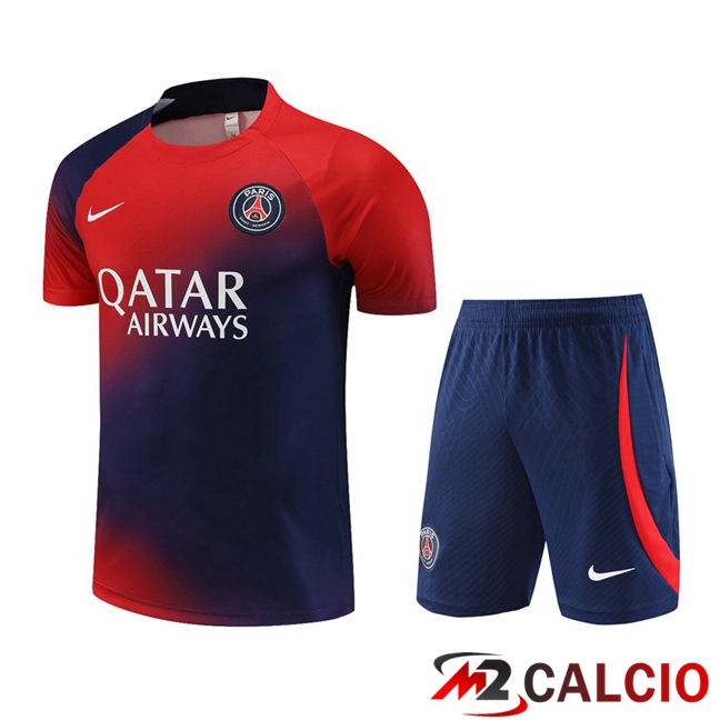 T Shirt Allenamento Paris PSG + Pantaloncini Blu Rosso 2023/2024