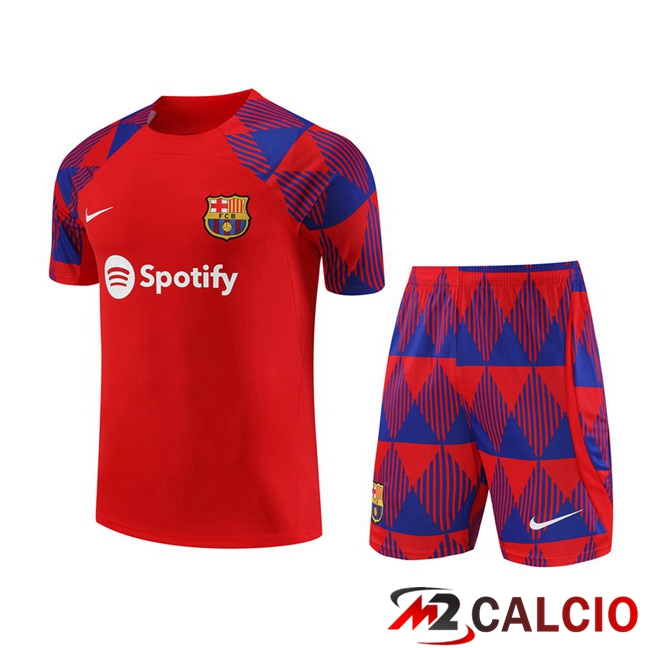 T Shirt Allenamento FC Barcellona + Pantaloncini Rosso 2023/2024