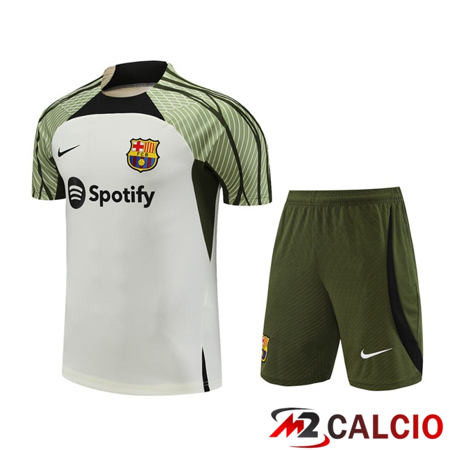 T Shirt Allenamento FC Barcellona + Pantaloncini Bianco 2023/2024