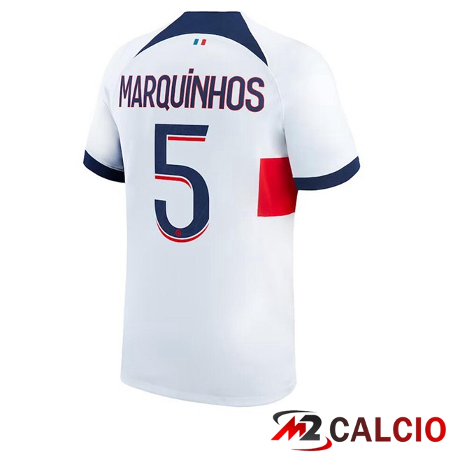 Maglie Calcio Paris PSG (Marquinhos 5) Seconda Bianco 2023/2024