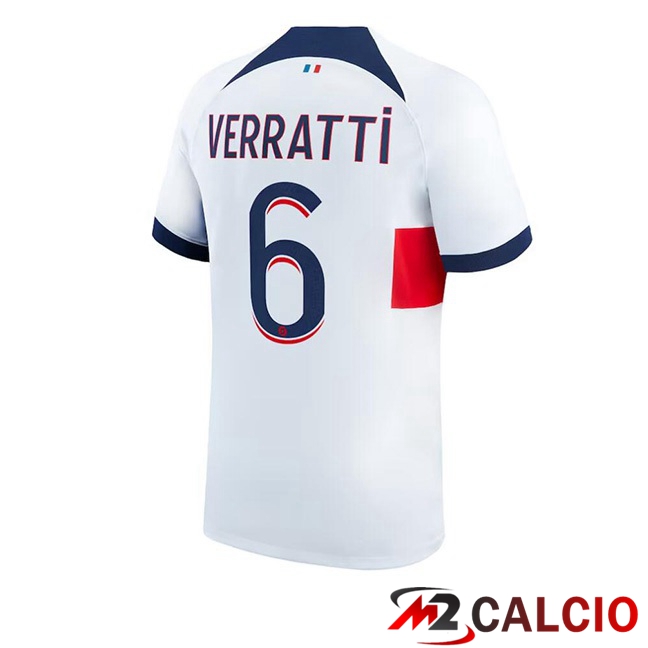 Maglie Calcio Paris PSG (Verratti 6) Seconda Bianco 2023/2024