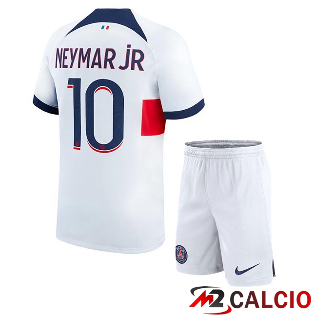 Maglie Calcio Paris PSG (Neymar Jr 10) Bambino Seconda Bianco 2023/2024