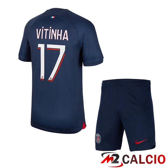 Maglie Calcio Paris PSG (Vitinha 17) Bambino Prima Blu Reale 2023/2024
