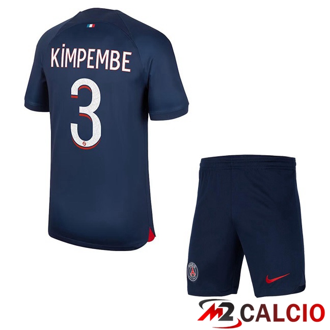Maglie Calcio Paris PSG (Kimpembe 3) Bambino Prima Blu Reale 2023/2024
