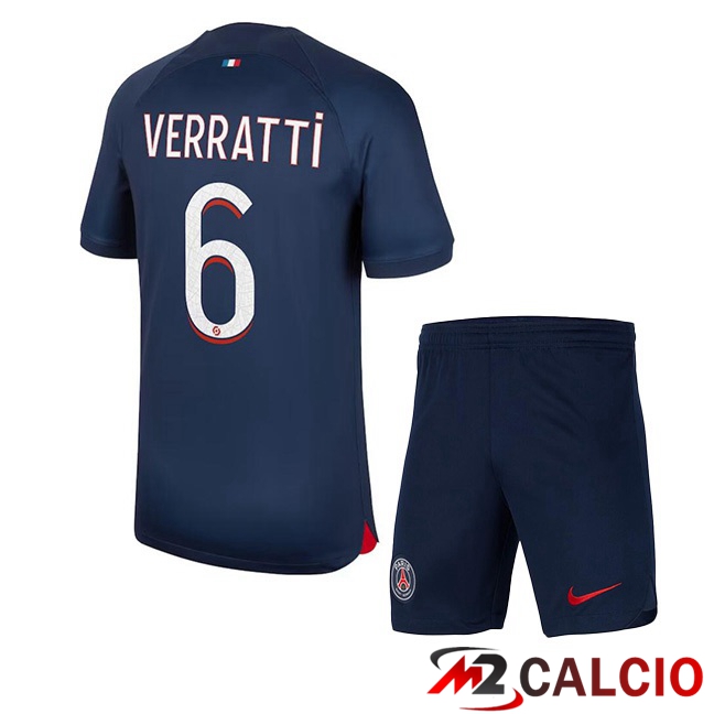 Maglie Calcio Paris PSG (Verratti 6) Bambino Prima Blu Reale 2023/2024