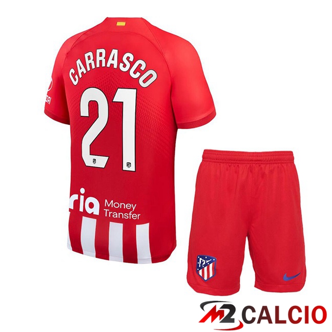 Maglie Calcio Atletico Madrid (Carrasco 21) Bambino Prima Rosso 2023/2024