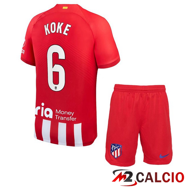 Maglie Calcio Atletico Madrid (Koke 6) Bambino Prima Rosso 2023/2024