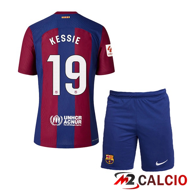 Maglie Calcio FC Barcellona (KESSIE 19) Bambino Prima Blu Rosso 2023/2024
