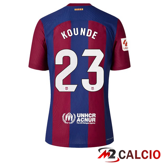 Maglie Calcio FC Barcellona (KOUNDE 23) Prima Blu Rosso 2023/2024