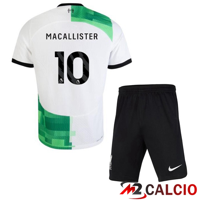 Maglie Calcio FC Liverpool (MAC ALLISTER 10) Bambino Seconda Bianco Verde 2023/2024