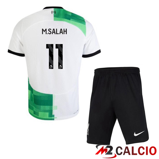 Maglie Calcio FC Liverpool (M.SALAH 11) Bambino Seconda Bianco Verde 2023/2024