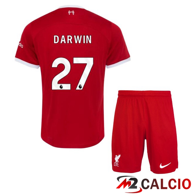 Maglie Calcio FC Liverpool (DARWIN 27) Bambino Prima Rosso 2023/2024