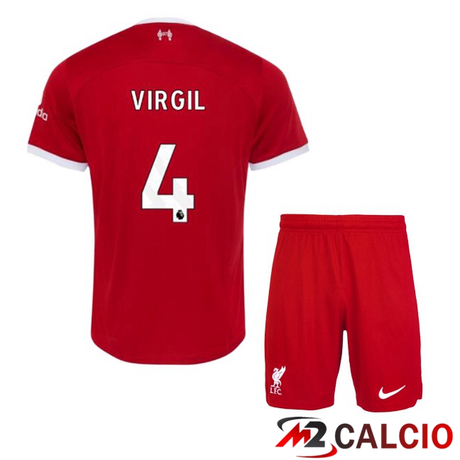 Maglie Calcio FC Liverpool (VIRGIL 4) Bambino Prima Rosso 2023/2024