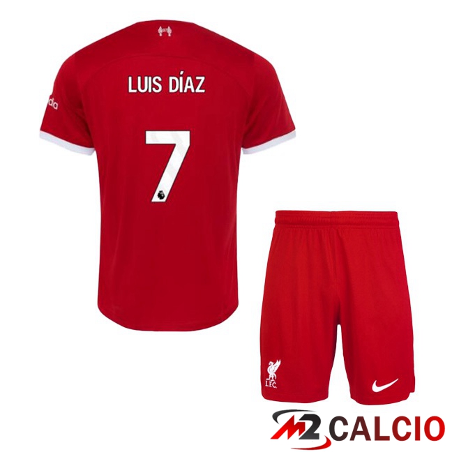 Maglie Calcio FC Liverpool (LUIS DÍAZ 7) Bambino Prima Rosso 2023/2024