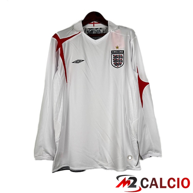 Maglie Calcio Inghilterra Retro Prima Manica Lunga Bianco 2006