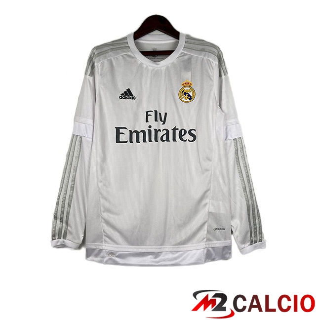 Maglie Calcio Real Madrid Retro Prima Manica Lunga Bianco 2015-2016