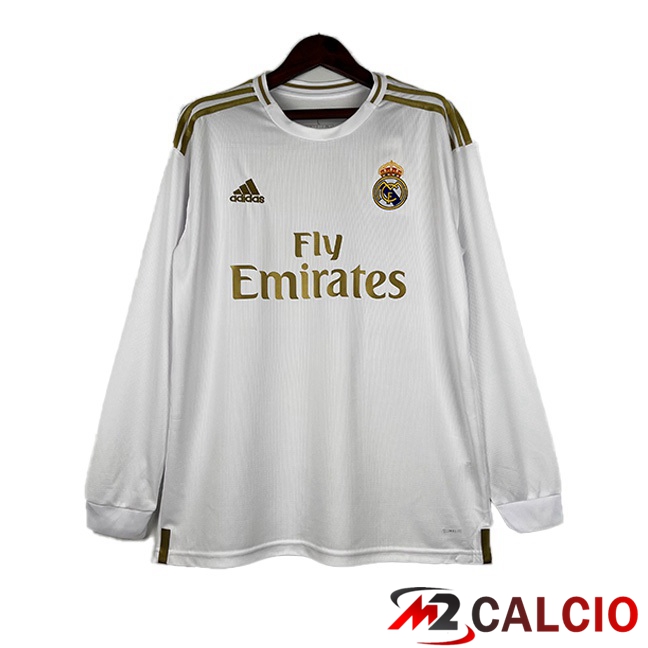 Maglie Calcio Real Madrid Retro Prima Manica Lunga Bianco 2019-2020