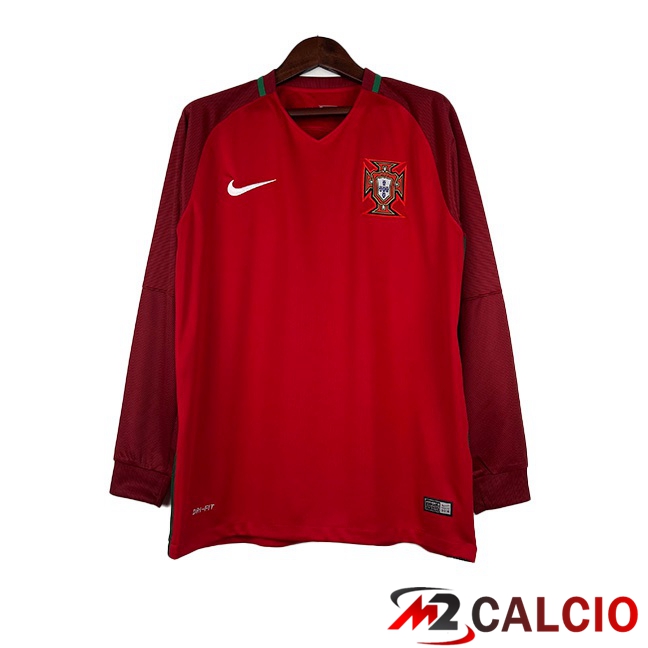 Maglie Calcio Portogallo Retro Prima Manica Lunga Rosso 2016