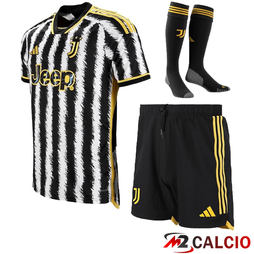 Insieme Maglie Calcio Juventus Prima (Pantaloncini + Calzini) 2023/2024