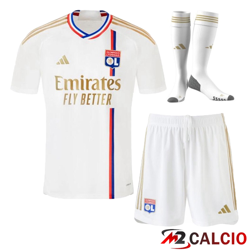 Insieme Maglie Calcio Lyon OL Prima (Pantaloncini + Calzini) 2023/2024