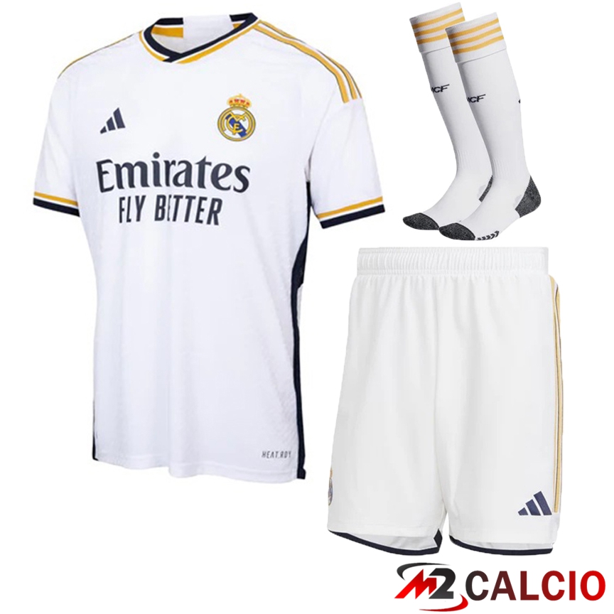 Insieme Maglie Calcio Real Madrid Prima (Pantaloncini + Calzini) 2023/2024