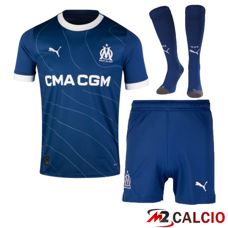 Insieme Maglie Calcio Marsiglia OM Seconda (Pantaloncini + Calzini) 2023/2024
