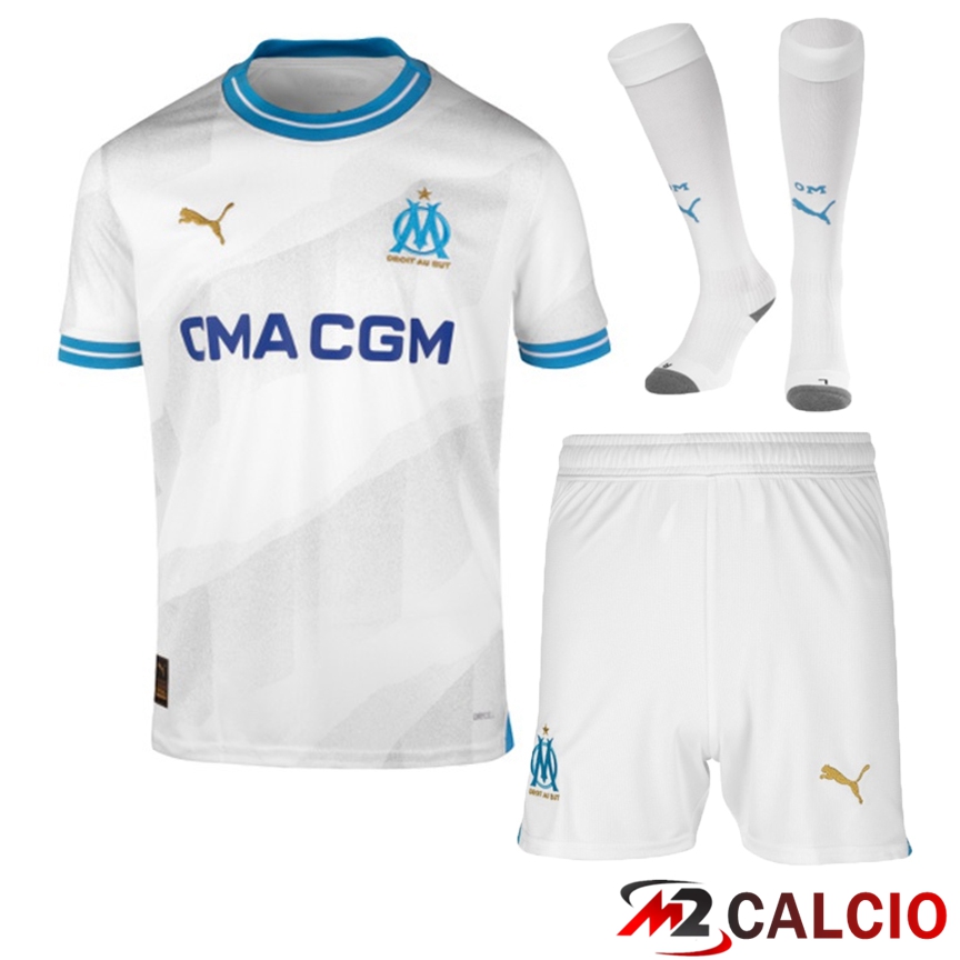 Insieme Maglie Calcio Marsiglia OM Prima (Pantaloncini + Calzini) 2023/2024