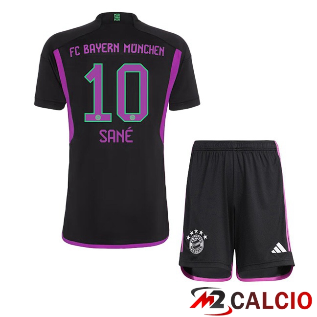 Maglie Calcio Bayern Monaco (Sané 10) Bambino Seconda Nero 2023/2024