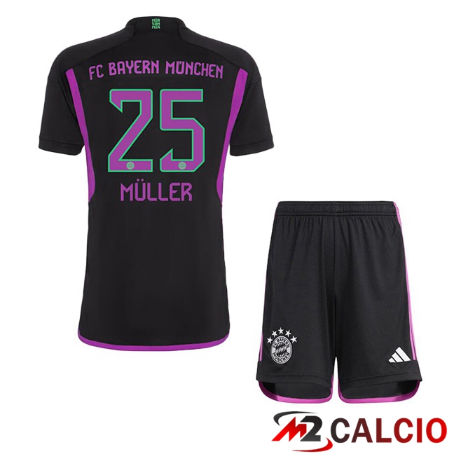 Maglie Calcio Bayern Monaco (Müller 25) Bambino Seconda Nero 2023/2024