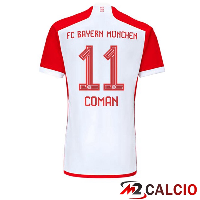 Maglie Calcio Bayern Monaco (Coman 11) Prima Bianco Rosso 2023/2024