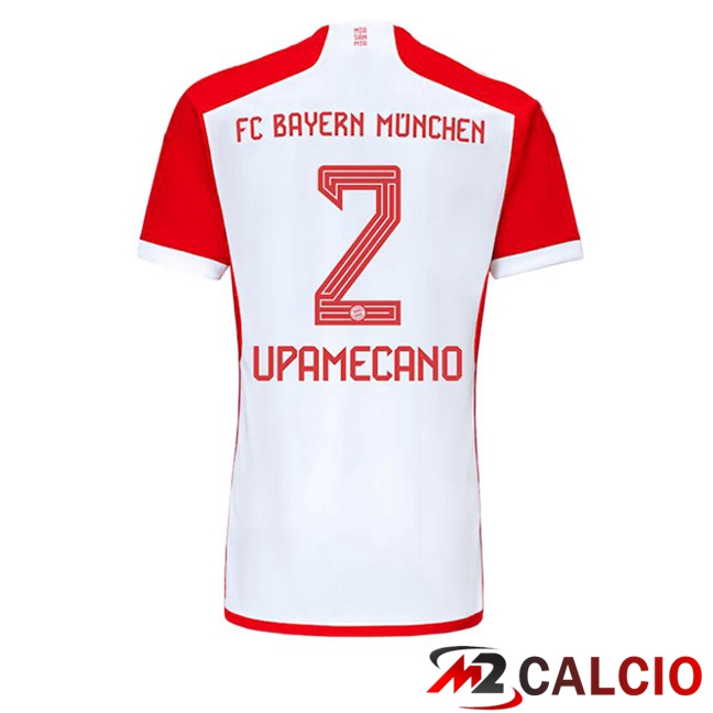 Maglie Calcio Bayern Monaco (Upamecano 2) Prima Bianco Rosso 2023/2024