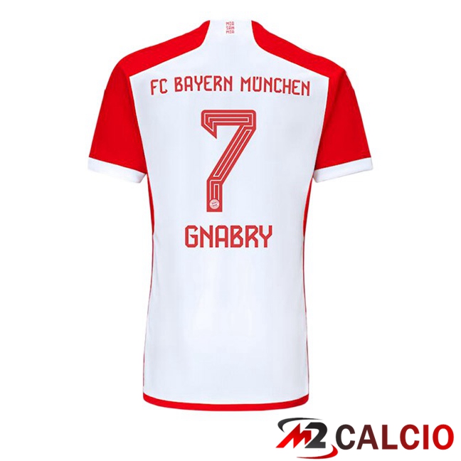 Maglie Calcio Bayern Monaco (Gnabry 7) Prima Bianco Rosso 2023/2024