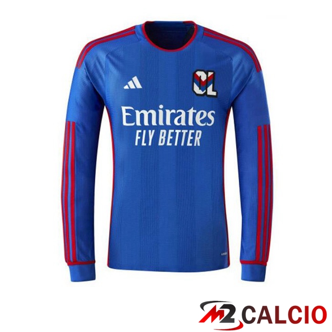 Maglie Calcio Lyon OL Seconda Manica Lunga Blu 2023/2024
