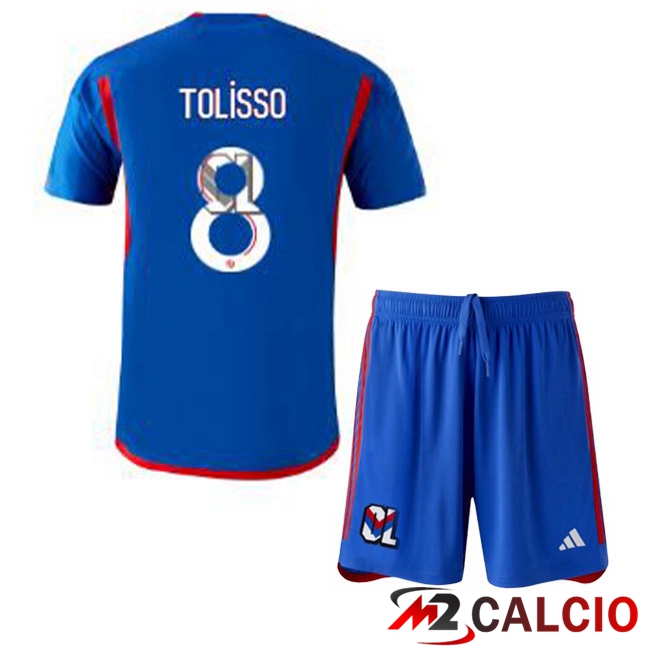 Maglie Calcio Lyon OL (TOLISSO 8) Bambino Seconda Blu 2023/2024