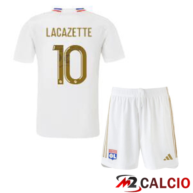 Maglie Calcio Lyon OL (LACAZETTE 10) Bambino Prima Bianco 2023/2024
