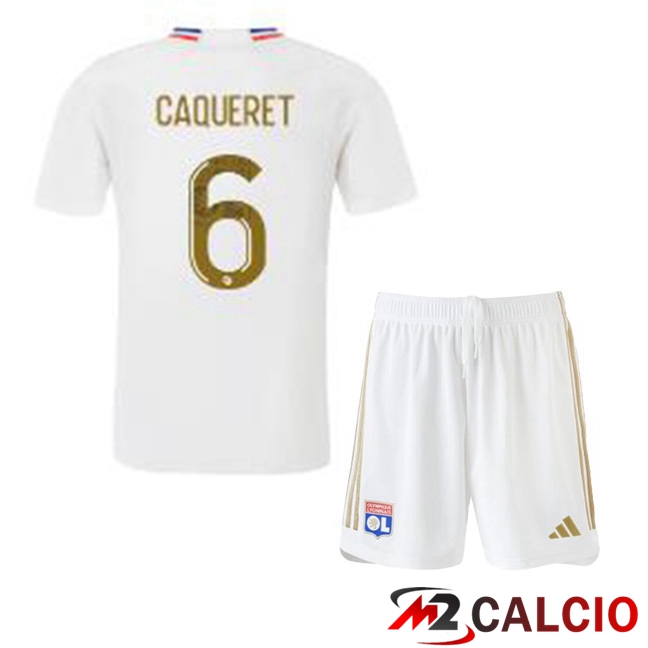 Maglie Calcio Lyon OL (CAQUERET 6) Bambino Prima Bianco 2023/2024