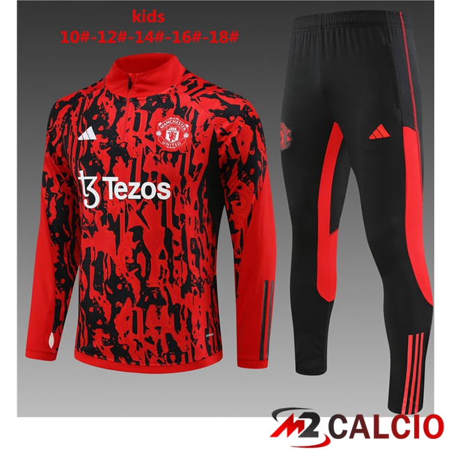 Insieme Tuta Calcio Manchester United Bambino Rosso Nero 2023/2024