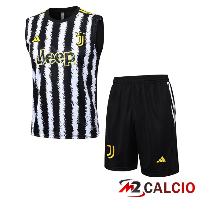 Canotta Calcio Juventus + Pantaloncini Nero Bianco 2023/2024