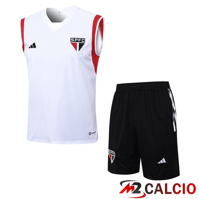 Canotta Calcio Sao Paulo FC + Pantaloncini Bianco 2023/2024
