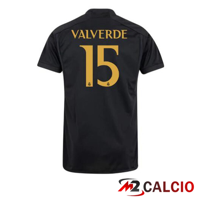 Maglie Calcio Real Madrid (Valverde 15) Terza Nero 2023/2024