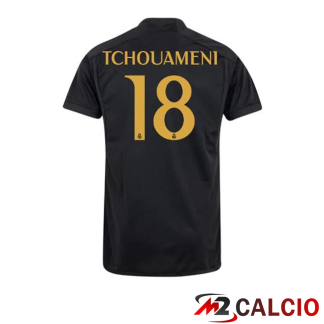 Maglie Calcio Real Madrid (Tchouameni 18) Terza Nero 2023/2024