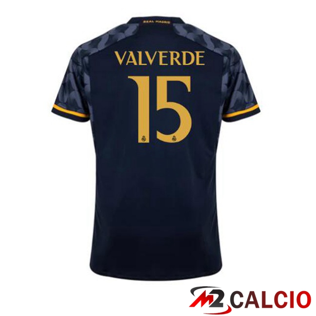 Maglie Calcio Real Madrid (Valverde 15) Seconda Blu Reale 2023/2024