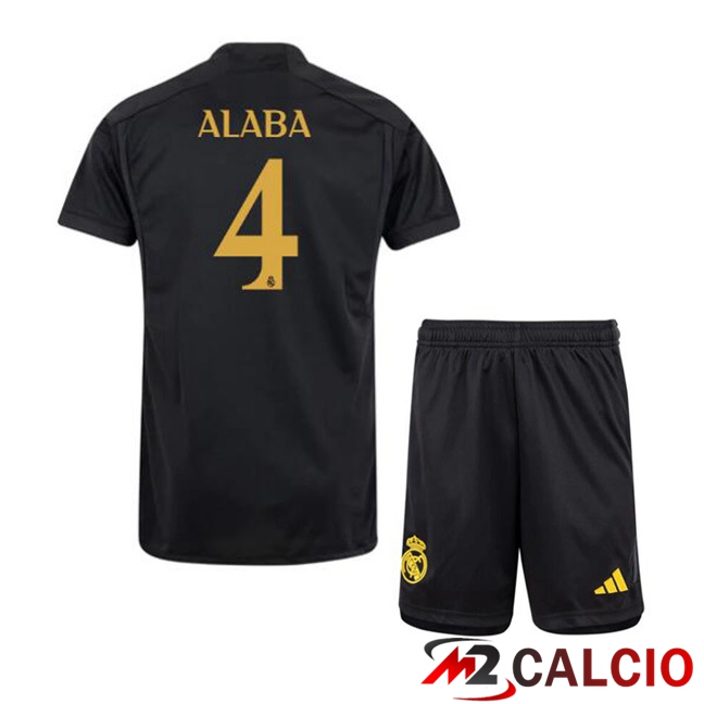 Maglie Calcio Real Madrid (Alaba 4) Bambino Terza Nero 2023/2024