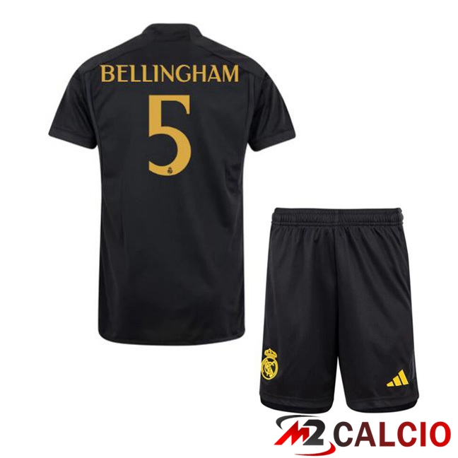 Maglie Calcio Real Madrid (Bellingham 5) Bambino Terza Nero 2023/2024