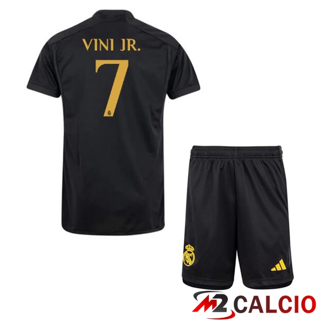 Maglie Calcio Real Madrid (Vini Jr. 7) Bambino Terza Nero 2023/2024