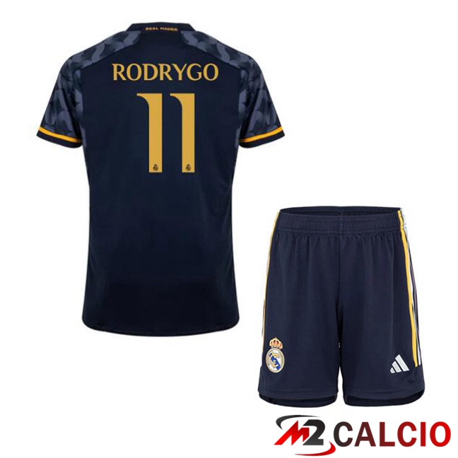 Maglie Calcio Real Madrid (Rodrygo 11) Bambino Seconda Blu Reale 2023/2024