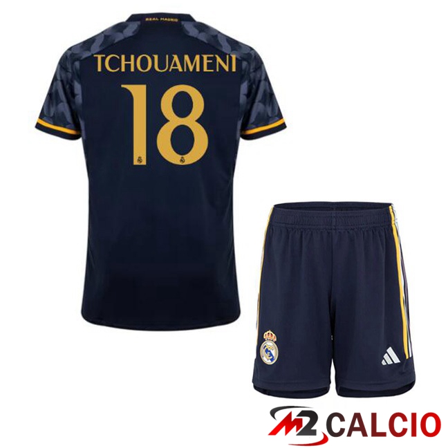 Maglie Calcio Real Madrid (Tchouameni 18) Bambino Seconda Blu Reale 2023/2024