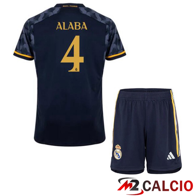Maglie Calcio Real Madrid (Alaba 4) Bambino Seconda Blu Reale 2023/2024